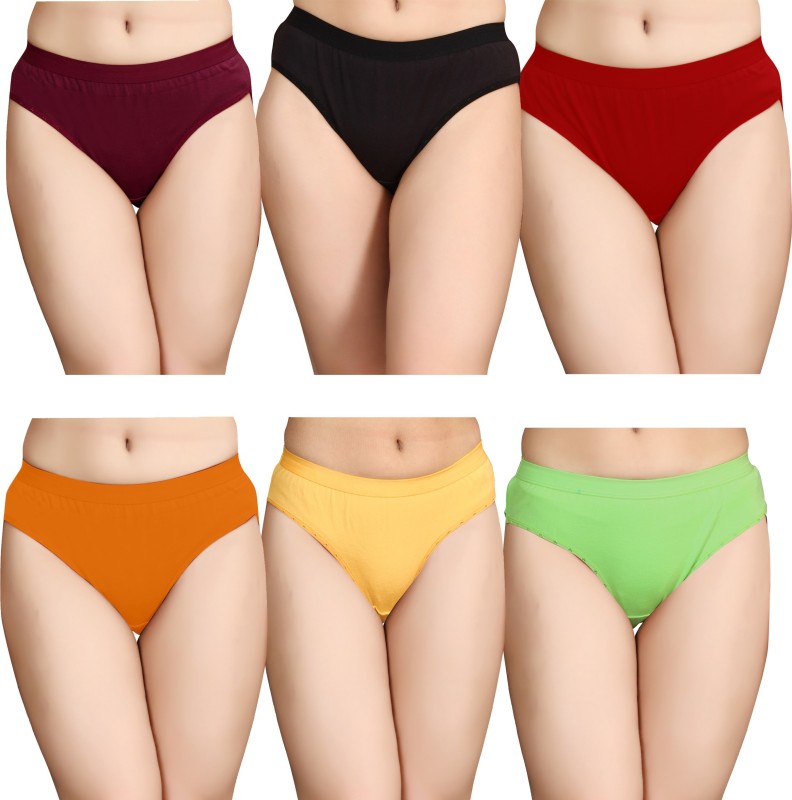 Festiza Women Bikini Red, Maroon, Black, Orange, Light Green, Yellow Panty(Pack of...