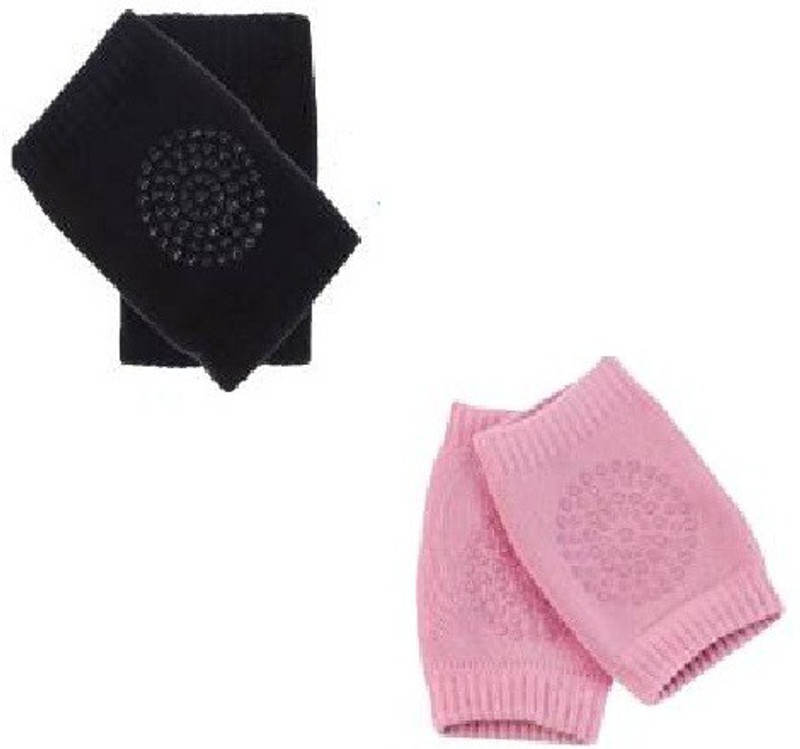 SEASPIRIT Crawling Anti-Slip Knee Pads, Unisex Baby Toddlers Kneepads 2 Pair Black, Pink Baby Knee Pads(Fancy)