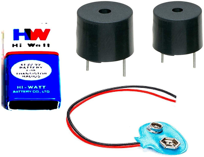 TRUSTECH CTE049 DIY 5V Buzzer With Hi-Wi 9V Battery & Connector - Combo of 4 Electronic Components Electronic Hobby Kit