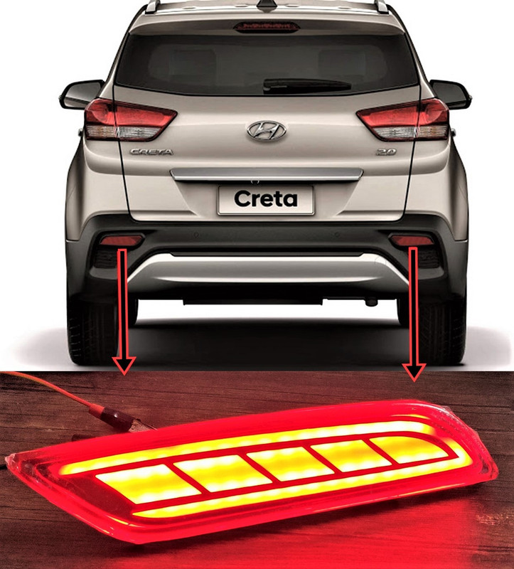 EliteAuto Premium Quality Car Reflector LED Brake 3 Arrow Design Light for Bumper Rear/Back Drl Car Reflector Light(Red)