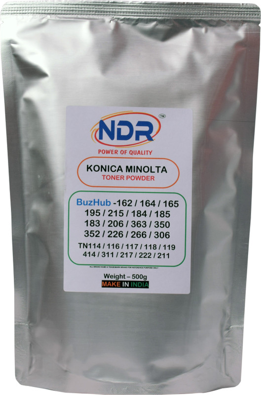 NDR ORIGINAL KONICA MINOLTA 162, 164, 165, 195, 215, 184, 185, 183, 206, 363, 350, 352, 226, 266, 306, TN114, TN116, TN117, TN118, TN119, TN414, TN311, TN217, TN222, TN211 BLACK TONER POWDER Black Ink Toner Powder