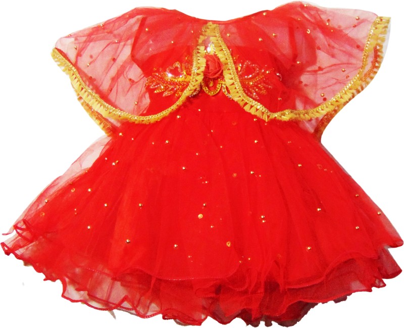 MS BROTHERS Girls Midi/Knee Length Festive/Wedding Dress(Red, Half Sleeve)