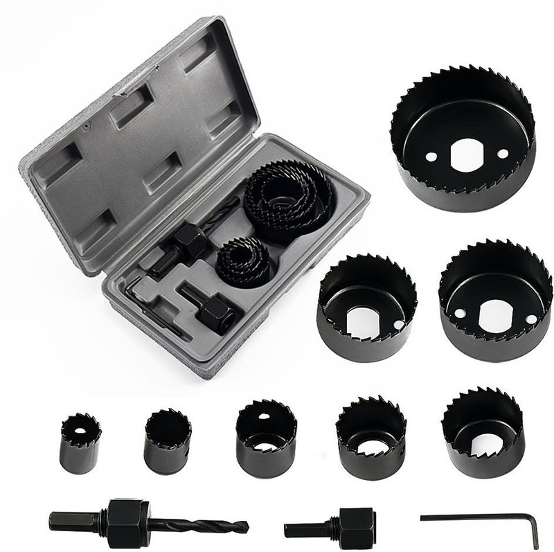 SQUARO ONLINE STORE 11 Pieces Hole Saw Set with Hex Key and Mandrels for Wood,Plastic Plate Drilling 11 Pieces Hole Saw Set with Hex Key and Mandrels for Wood,Plastic Plate Drilling