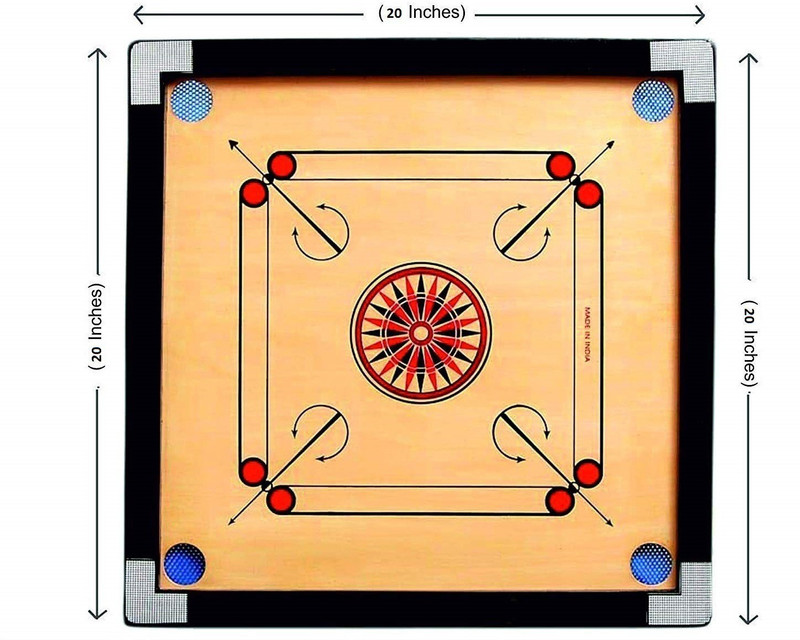 pinaki Gloss Finish Carrom Board with Coins, Striker & Powder Size 50.8 cm Carrom Board(Brown)