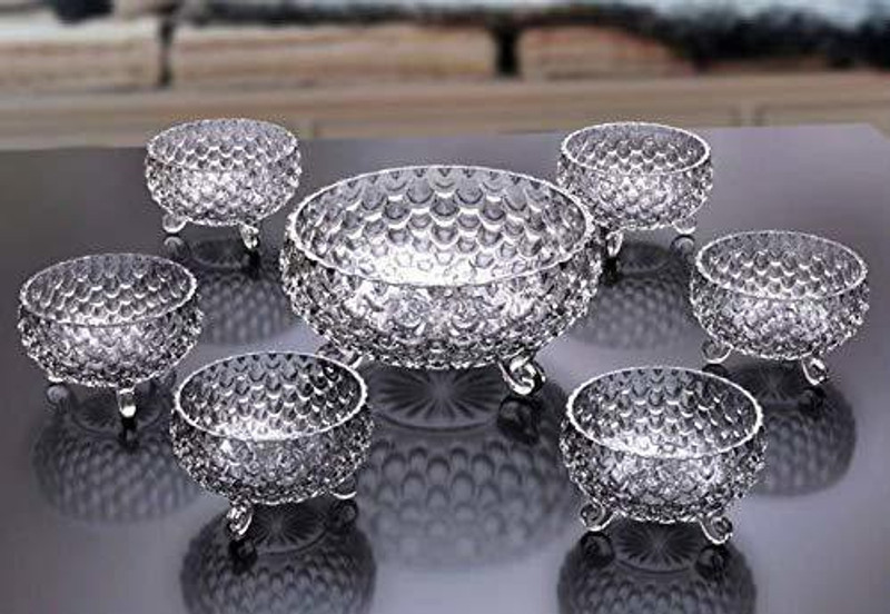 AUREUS Glass Serving Bowl Aureus Crystal Glass Desert Ice-Cream Bowl. set of 1 (7 bowl)(Pack of 7, Clear)