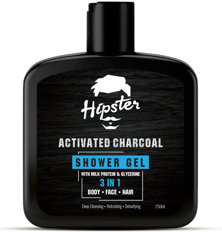 HIPSTER Activated Charcoal 3 in 1 Shower Gel For Hair, Face and Body Wash 250ml(250 ml)