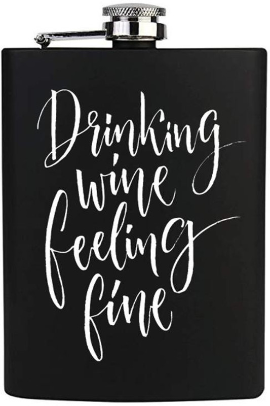 TRAQ DRINKING WINE FEELING FINE ENGRAVED STAINLESS STEEL POCKET LIQUOR FLASK STAINLESS STEEL Hip Flask(230 ml)