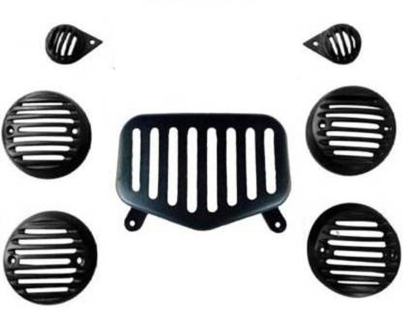 ANK Aluminium Bulet Indicator + Standard Tail Light Grill + Parking Combo For Ryal Enfld Standard Bike Headlight Grill(Black)