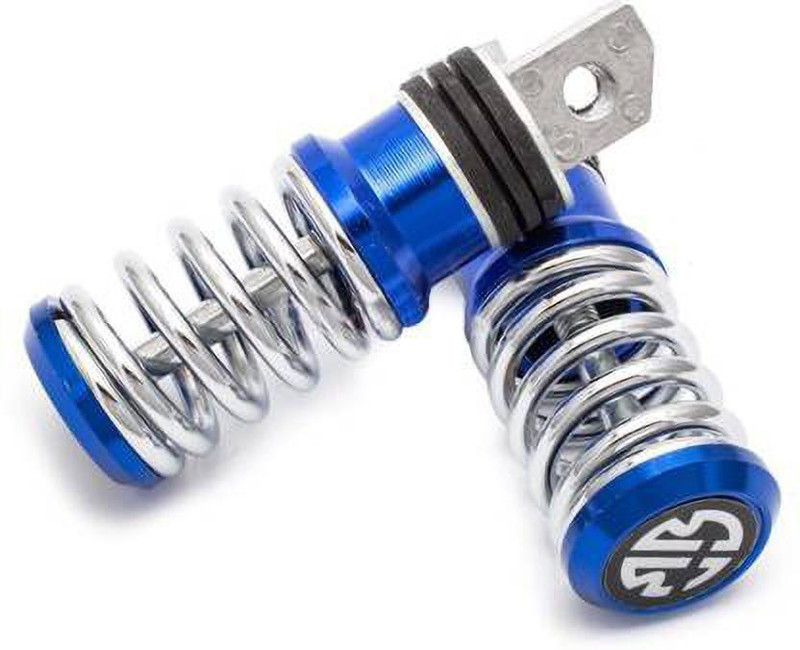JBRIDERZ Spring Coil Style Bike Foot Pegs Foot Rest ped for Royal Enfield Thunderbird, Avenger, Bullet, Pulsar, Apache, Impulse, Xtreme, Stunner and All Others Bikes (Set of 2 (Blue) Foot Rest(Multicolor)