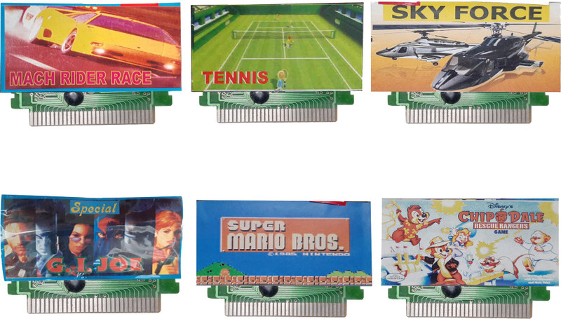 VK MART 8 Bit Tv Video Game Cassette like Chipdale,Skyforce,G,i.joe,super-M-bross,Tenis,Machrider  Gaming Accessory Kit(Multicolor, For Wii)