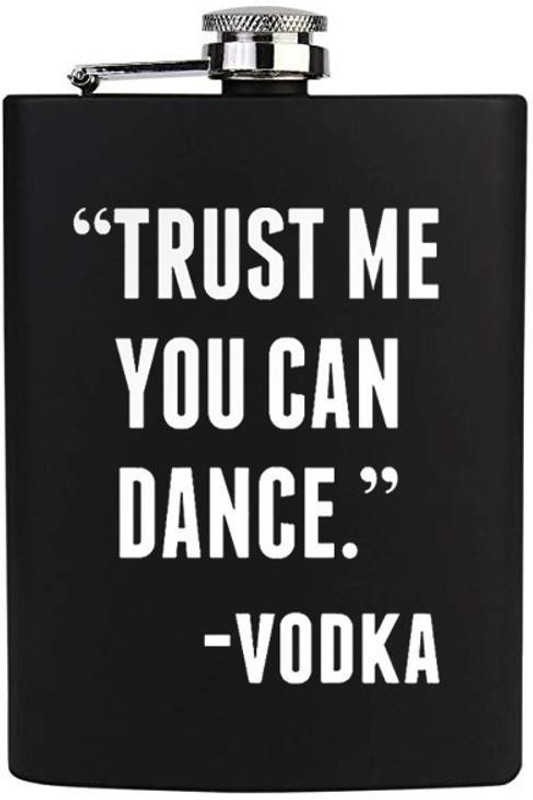 TRAQ TRUST ME U CAN DANCE - VODKA ENGRAVED STAINLESS STEEL POCKET LIQUOR FLASK STAINLESS STEEL Hip Flask(230 ml)