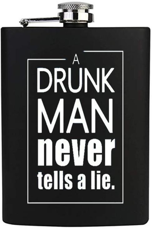 TRAQ A DRUNK MAN NEVER TELLS LIE ENGRAVED STAINLESS STEEL POCKET LIQUOR FLASK STAINLESS STEEL Hip Flask(230 ml)