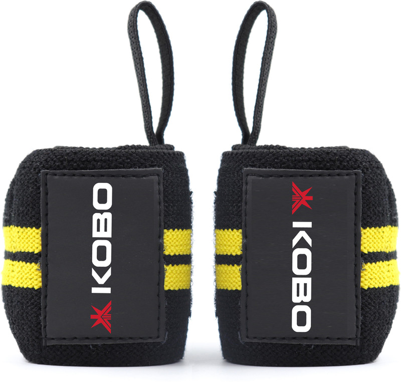 KOBO Power Weight Lifting Wrist Wrap Strength Training Fitness Supports Gym Cardio Wrist Support(Yellow)