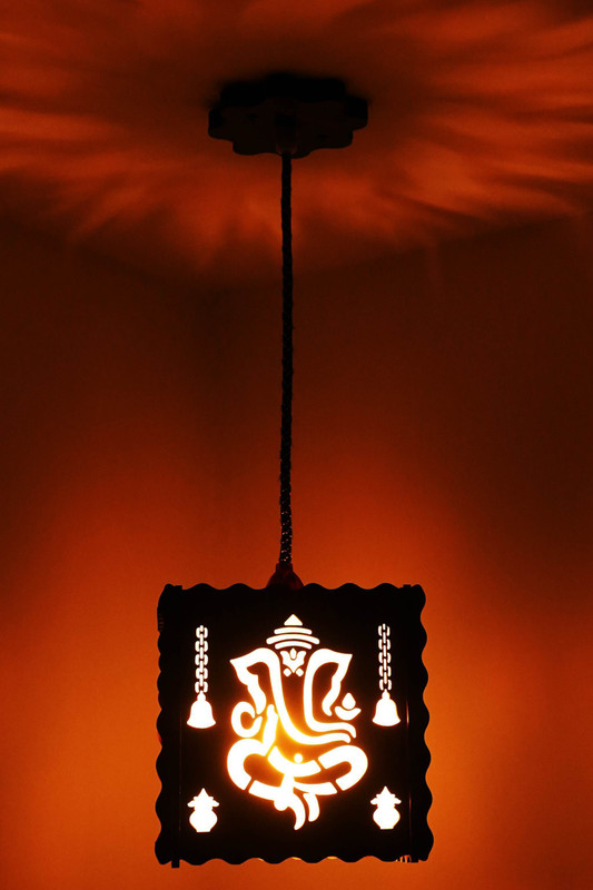 US DZIRE 460 Fancy Light Wooden Shade (with Bulb) Handcraft Artistic Hanging Night for Home, Office, caf, Hotel Restaurant Pendant Lamp Ceiling Lamp(Orange)