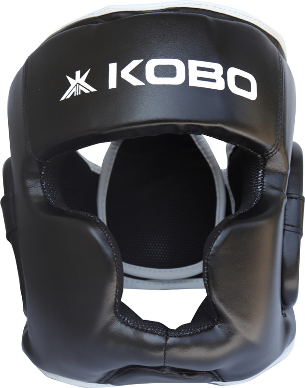 KOBO P.U Leather Mma Head gear ufc Fighting Helmet for Kickboxing Karate Taekwondo Boxing Head Guard(Black)