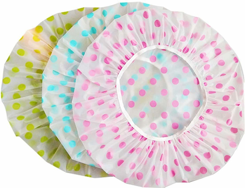 CartKing 3 Pieces Reusable Waterproof Shower Caps For Women with Free Size & Perfect For Bathing and Long Hair Shower