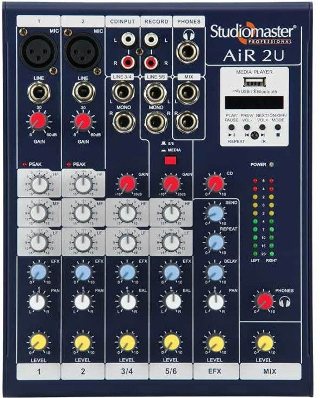 Studiomaster AIR 2U (2 channel) with Bluetooth & Echo Digital Sound Mixer