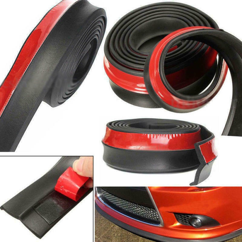 PECUNIA Car SUV Rubber Lip Skirt Protector Front Bumper Spoiler Side Splitter 2.5M Black A260 Car Beading Roll For Bumper(5 m)