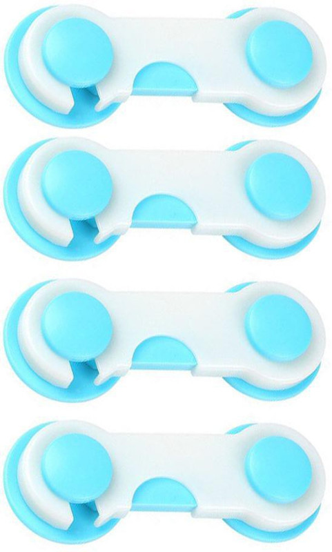 Orcoa Child Safety Locks, Baby Proofing Cabinet Locks - No Tool or Drilling Needed with Super Strong 3M Adhesive, Multi-Purpose Locks, Baby Proof Home Drawer, Cabinets, Oven. (Pack of 4, White-Blue)(Multicolor)