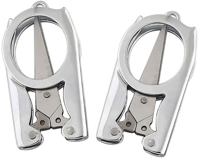 LAMRA Folding Scissors Small Scissors(Set of 2, Silver)