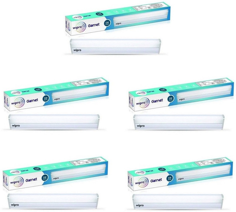 Wipro 5 Watt LED tubelight Batten (Color-White/6500K,Size: 1 feet)- Pack of 5 5 W 27.5 cm Tube Light(White, Pack of 5)