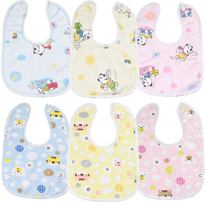 AMAKART Baby Bibs Waterproof (Pack of 6)(Multicolor)