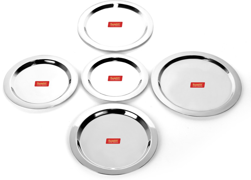 Sumeet Stainless Steel Heavy Gauge Ciba / Lids / Tope Cover Set of 5 Pcs (Big Size - 17Cm, 18.8Cm, 20Cm, 21.3Cm, 22.8Cm) Cookware Set(Stainless Steel, 5 - Piece)