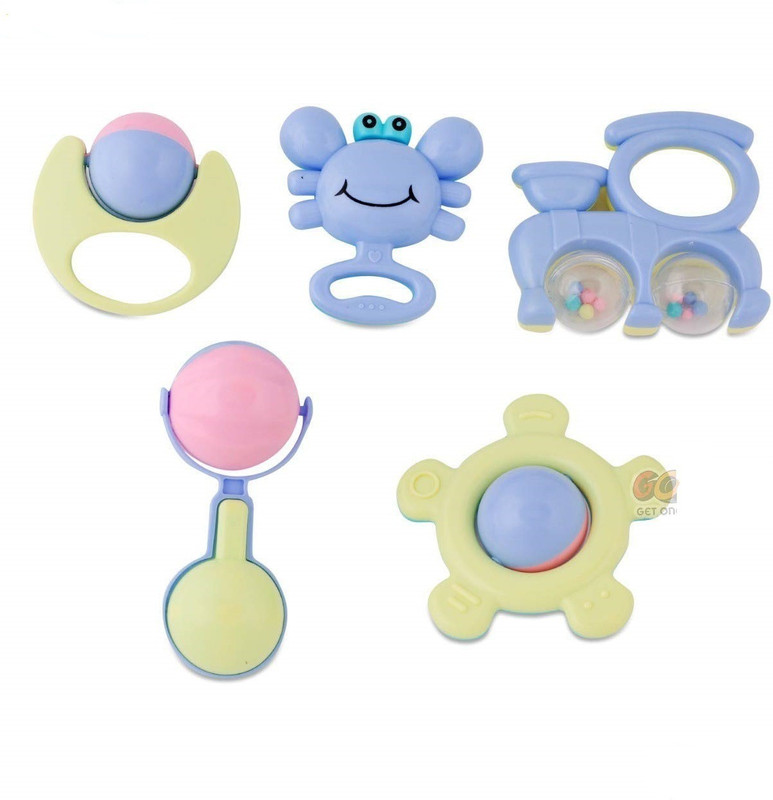 Kidz N Toys Baby Kids Toys Rattle Set of 5 Pieces for Newborn Boy Girls Infants and Toddlers Rattle(Multicolor)