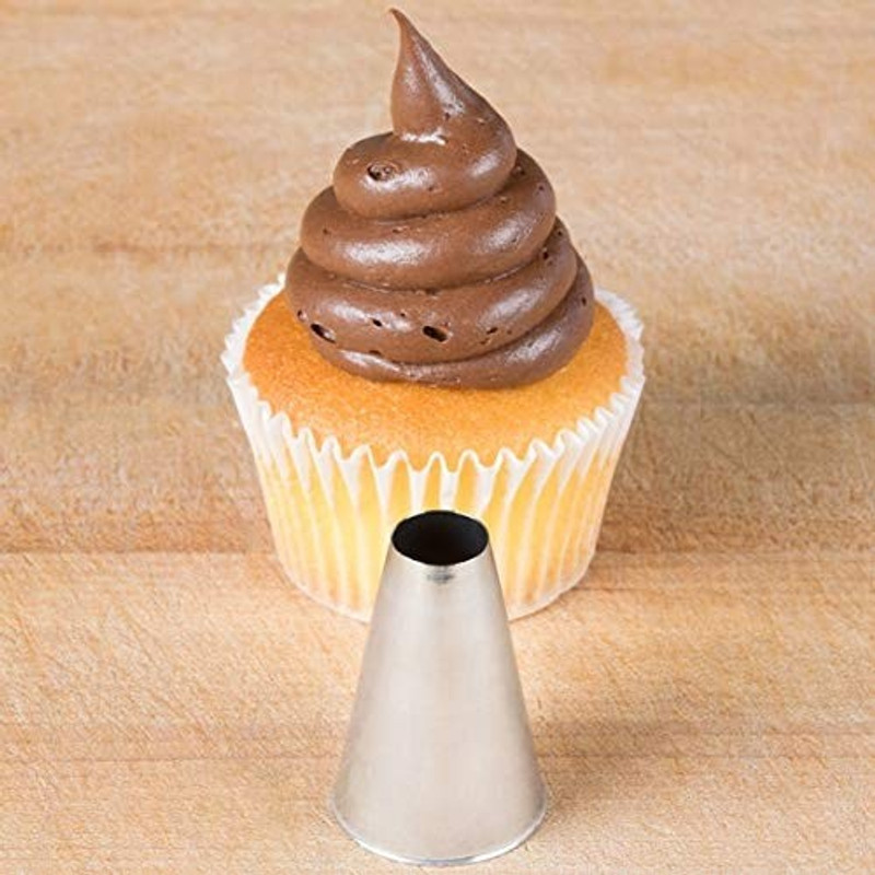 noble foods 1 Piece Round Piping Nozzle Shape Cookies Cake Piping Nozzle Kitchen Nozzle Stainless Star Decorating Tools Stainless Steel Round Icing Nozzle(Steel Pack of 1)