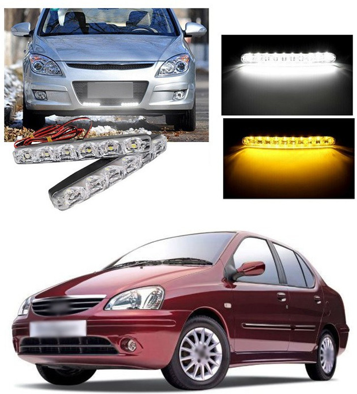 XZRTZ Car DRL 6 LED With Turn Indicator Function Daytime Running Lights(2pc, 12V DC White,Yellow) A218 Car Fancy Lights(White, Yellow)