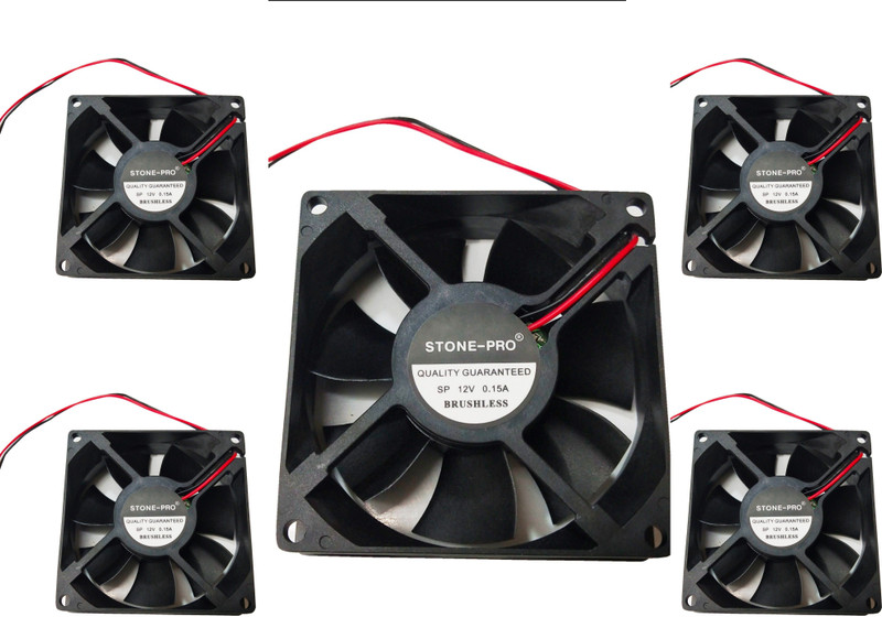 DHRUV-PRO 5pic 12V DC Fan 80X80X25MM Cabinet 3-Inch Square Cooling fan Cooling Fan Cabinet Cooler(Black)