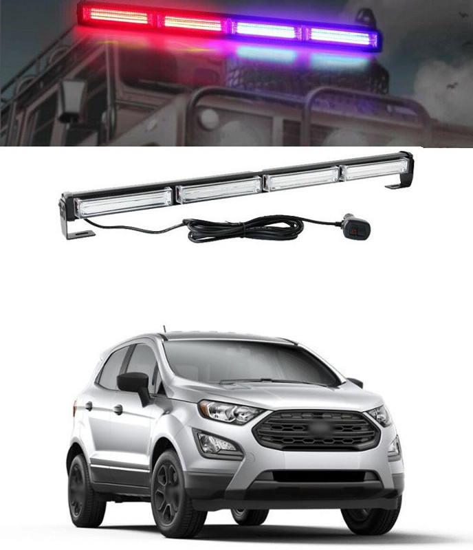 XZRTZ COB LED 24inch Flashing Strobing Modes Warning Vehicle Strobe Light Bar Kit. 72W Bright Linear LED Strobe Signal Light Bar a16 Car Fancy Lights(Blue, Red)