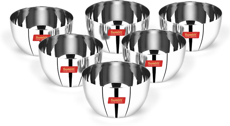 Sumeet Stainless Steel Dessert Bowl Heavy Gauge Stainless Steel set of 6pc, 220ML Each(Pack of 6, Steel)