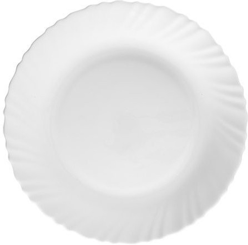 LAOPALA DIVA Diva Opalware Plain Glass Classique Collection Full Plate Set, 10-inch, 6 Pieces, White Dinner Plate(Pack of 6, Microwave Safe)