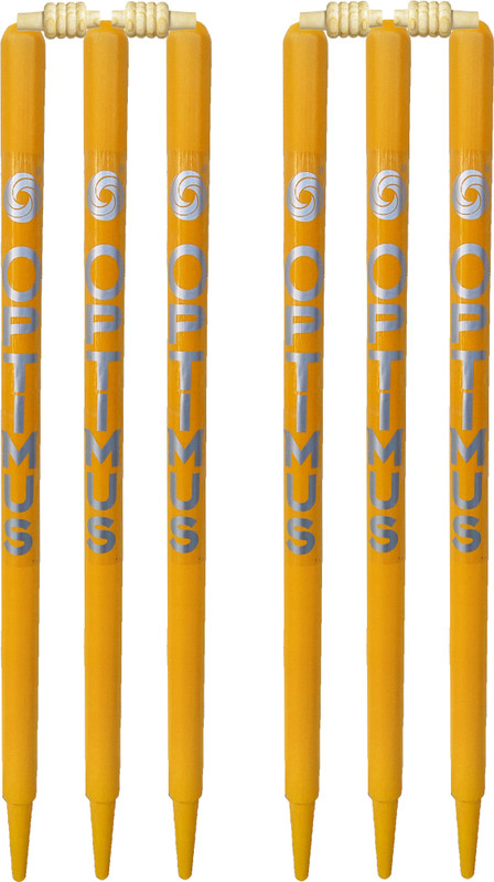 Optimus ® Cricket Wooden Stumps Wickets Full Size (Eucalyptus Heavy Wood) Set of 3-Black(Black)