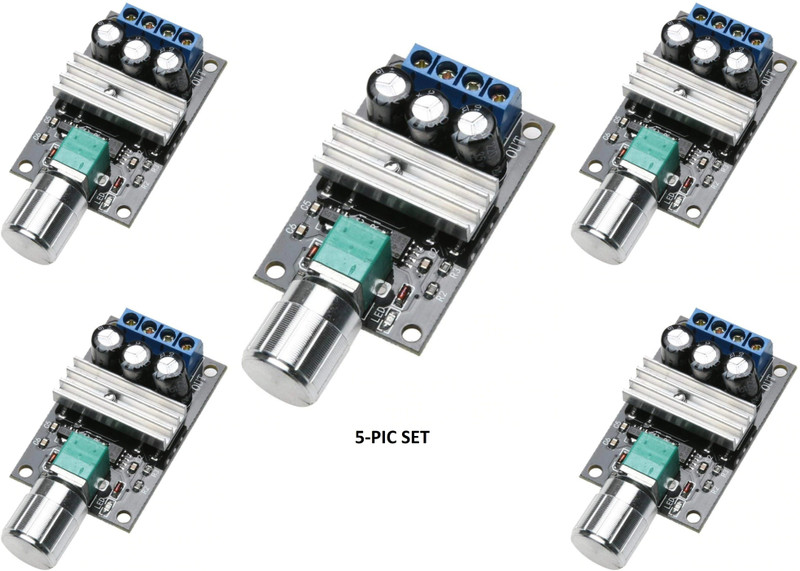 DHRUV-PRO 5-Pic PWM DC 24-12- 6v-28VDC 3A 80w PWM Control Motor Speed ​​Controller Adjustable Variable Speed ​​Regulator with Potentiometer Switch Electronic Components Electronic Hobby Kit