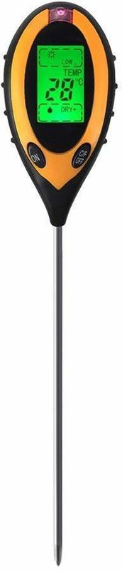 Sakrai LCD Display Professional 4 In 1 Temperature Sunlight Moisture PH Garden Soil Tester Meter For Gardening Plants Farming All-in-One Digital Moisture Measurer(200 mm)