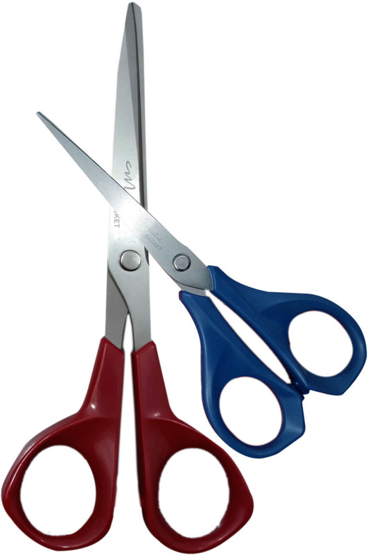 MAJESTIC BASKET Multipurpose Stainless Steel Scissors for Home /Office/ School Etc.[170mm & 130mm Dual] Scissors(Set of 2, Blue, Red)
