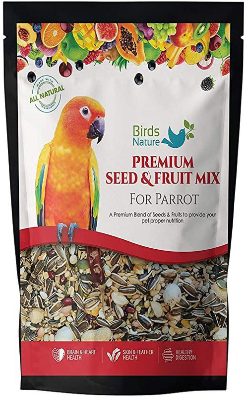BirdsNature Seed & Fruit Mix for All Large Parrot, African Greys, Senegals, Amazons, Eclectus, Small Cockatoos,Conures, Caiques & Exotic Birds Fruit 2.5 kg Dry Adult, Young Bird Food
