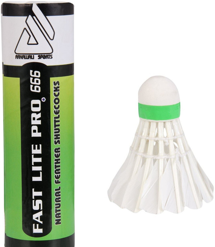 ARNAWALI SPORTS Natural Shuttle (Box of 06 pcs) Feather Shuttle  - White(Medium, 77, Pack of 6)