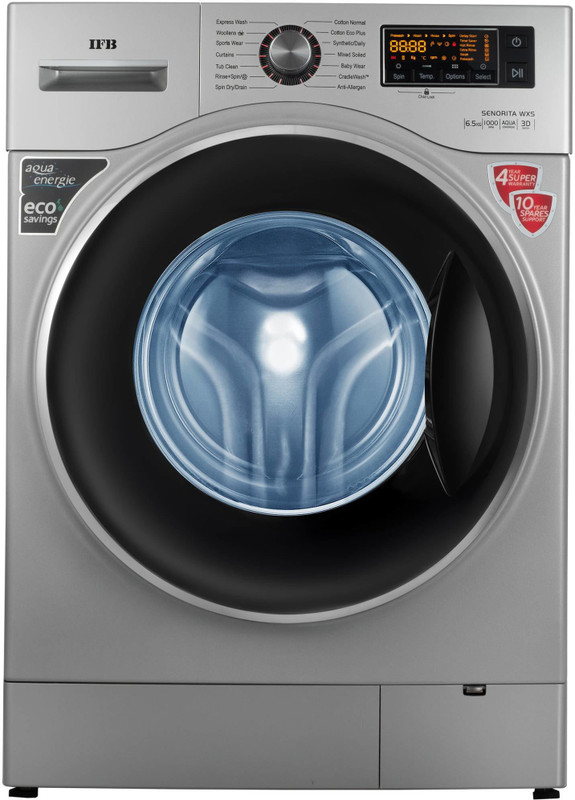IFB 6.5 kg with Steam Wash, Aqua Energie, Anti-Allergen Fully Automatic Front Load Washing Machine with In-built Heater Silver(ELENA ZSS 6510)