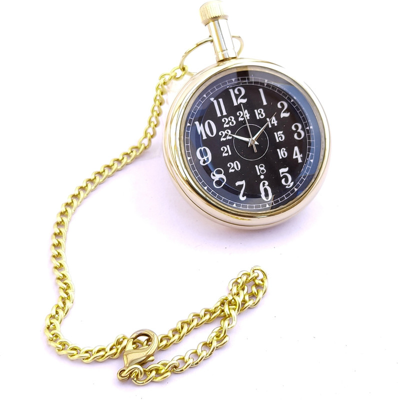 k.v handicrafts Classic Cambridge Watch Dial - Antique Indian Look Gandhi Watch / Pocket Watch with Long Chain By- K V Handicraft KVH-0079 Brass Finish Brass Pocket Watch Chain