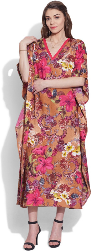 Very Me Floral Print Cotton Blend Women Kaftan