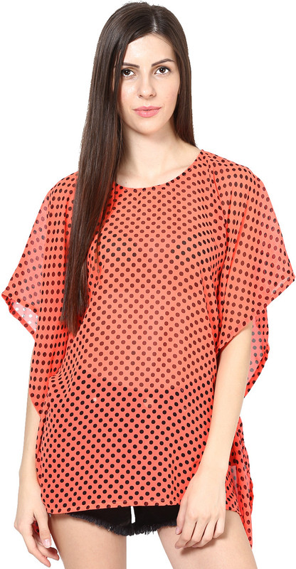 Abiti Bella Polka Print Poly Georgette Women Kaftan