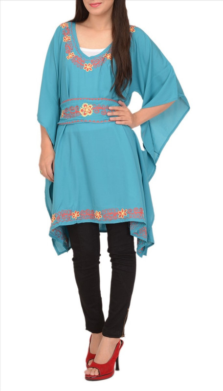 Skirts & Scarves Embroidered Poly Crepe Women Kaftan