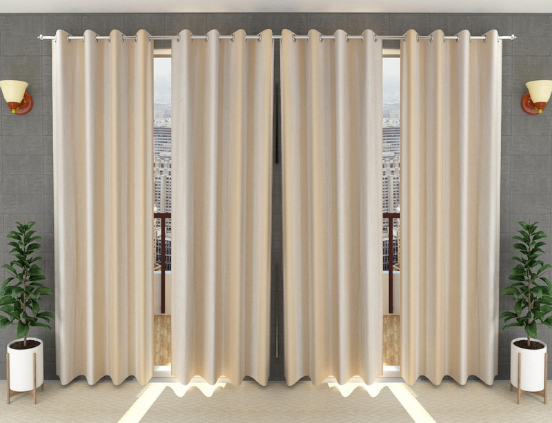Loof Klapper 214 cm (7 ft) Door Polyester Semi Transparent Curtain (Pack Of 4)(Cream, Plain)