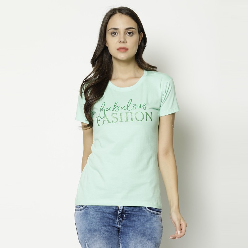 V2 Retail Limited Casual Regular Sleeve Printed Women Light Green Top