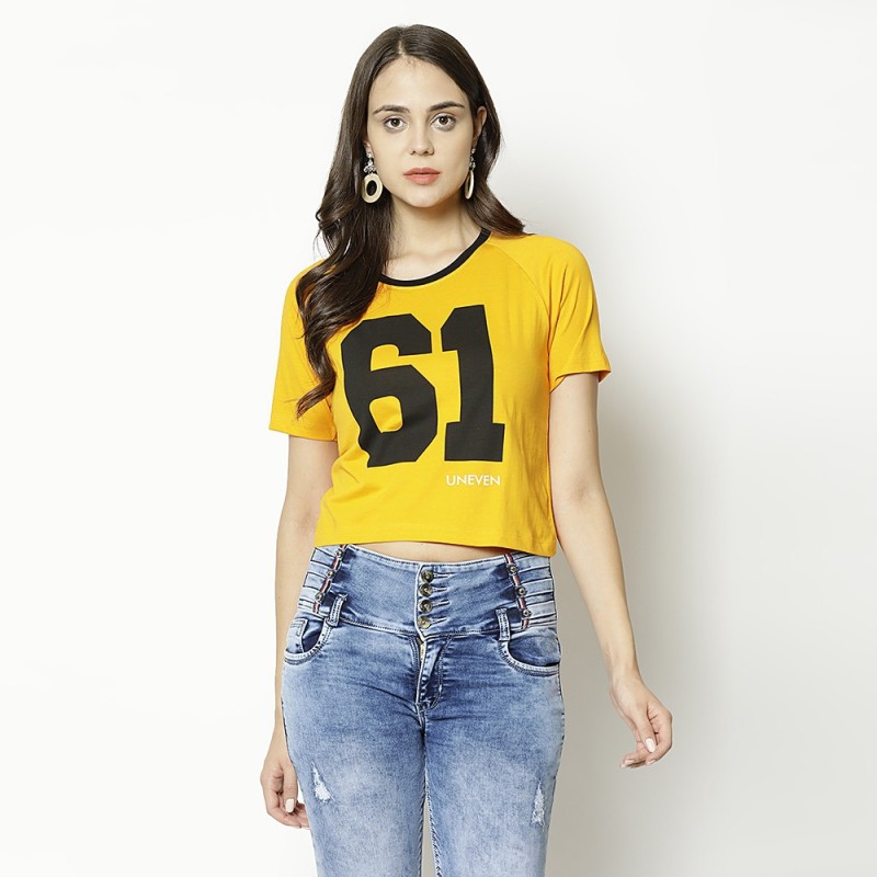 V2 Retail Limited Party Short Sleeve Printed Women Yellow Top