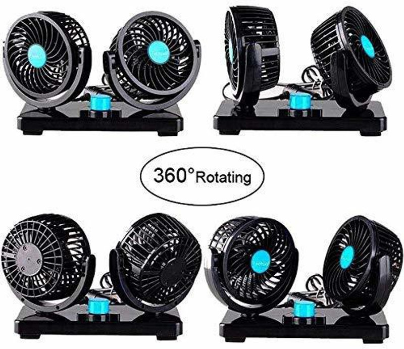 Auto Emporium Hub 12V 360 Degree Rotatable Auto Pearl Universal Car Dashboard Cooling Dual Headed Car Interior Fan(12 V)