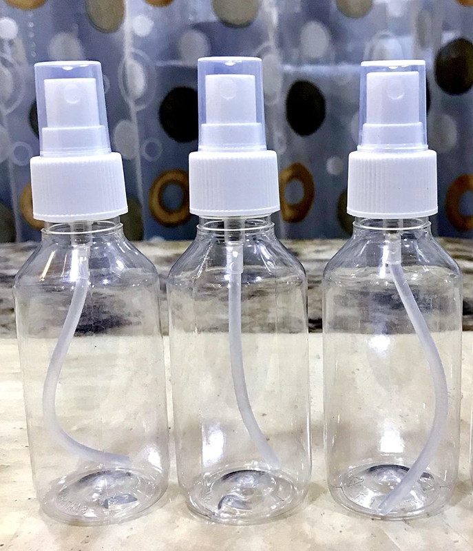 houseking Empty Cute Floral Refillable Spray Bottle 100 ml Plastic Spray Bottle(Pack of 3, White)